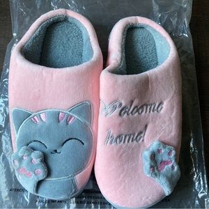Pink & Grey Cat Slipper